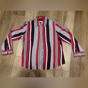 Jones New York Red and Black Striped Women’s Shirt
